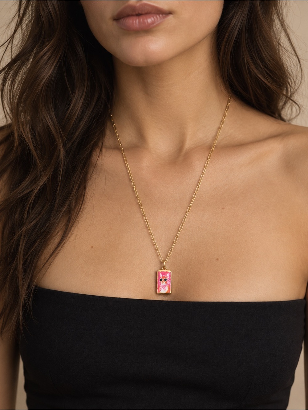 “The Sally” Pink Enamel Pendant Necklace - Women’s Jewelry | Handmade